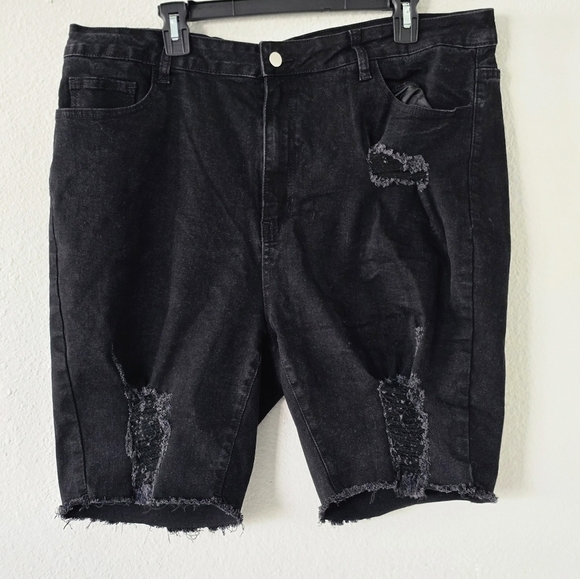 Pacsun women's Ripped Jean Shorts Pants, Size 4XL NWOT black Gym Sports Outdoor - Picture 5 of 10